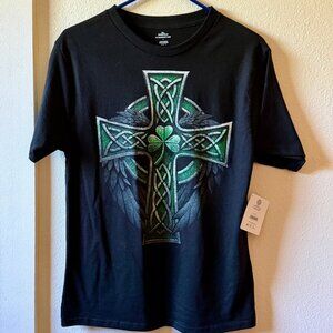 St. Patricks Day Celtic Cross Graphic T Mens S New with Tags